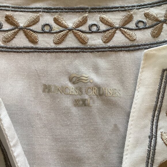 Princess Cruise Embrioderd V- Neck Quarter Sleeve Woman’s White Tunic Size XXL - Picture 5 of 8